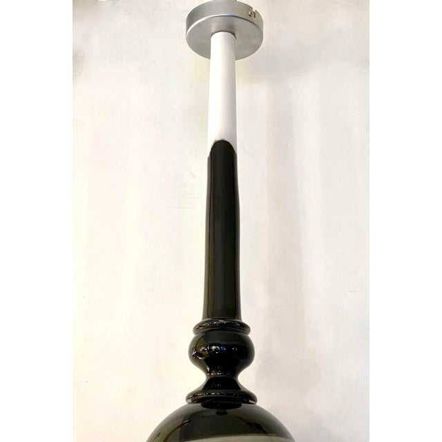 Metal Contemporary Bespoke Italian Organic Black White Grey Murano Glass Pendant Light For Sale - Image 7 of 9
