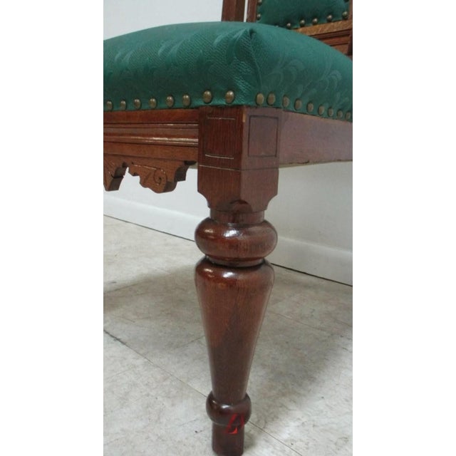 Antique Victorian Throne Chair Carved Oak Church Chapel Masonic A For Sale - Image 10 of 12