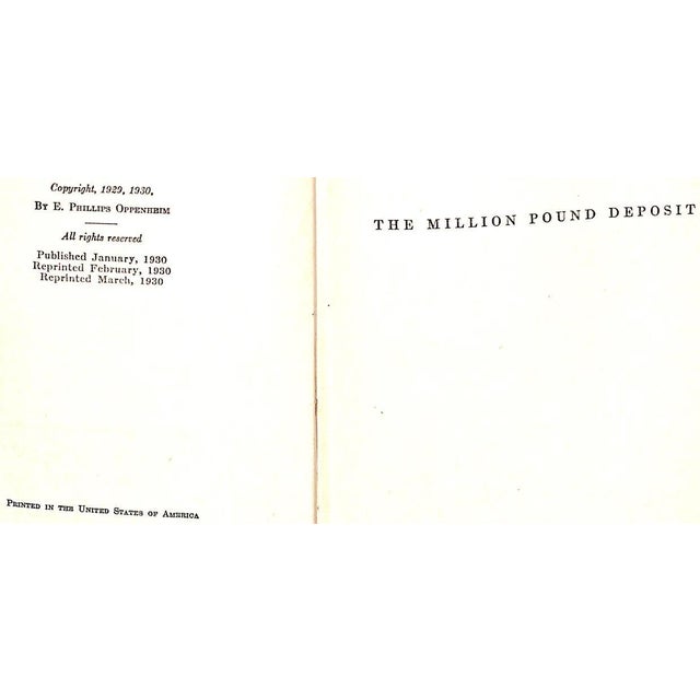 Art Deco "The £1,000,000 Deposit" 1930 Oppenheim, Phillips E. For Sale - Image 3 of 6