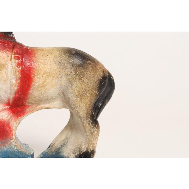 Vintage Americana Painted Red, White, and Blue Chalkware Horse Sculpture / Figurine For Sale - Image 12 of 15