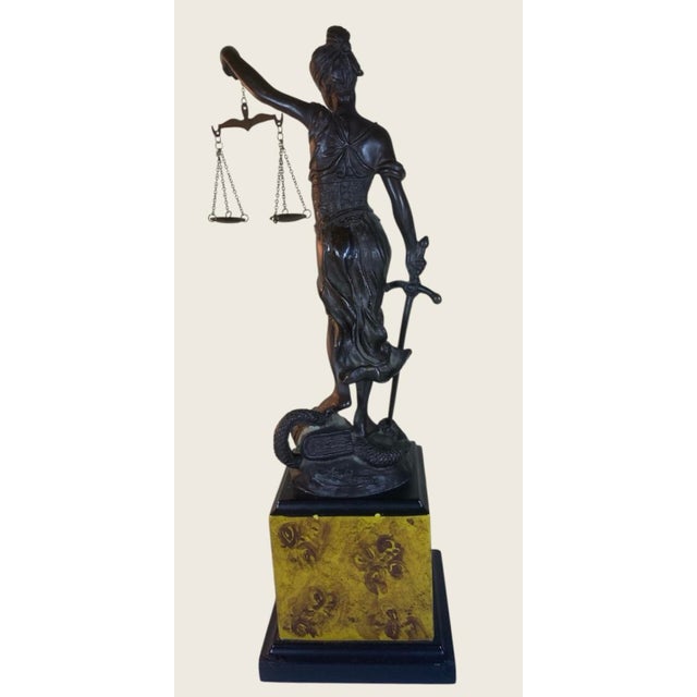 Bronze Original Antique 19th C Blind Lady Justice Bronze Signed A. Mayer For Sale - Image 8 of 11