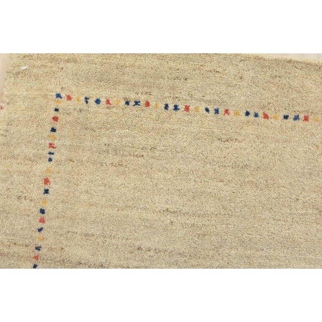 Gabbeh Rug 1’11” X 2’10” Beige Wool Contemporary Hand-Knotted Carpet For Sale In Philadelphia - Image 6 of 9