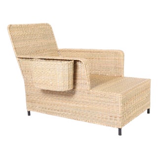 Woven Reed Chaise Lounges With Magazine Racks For Sale