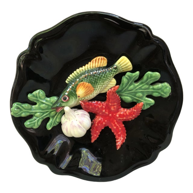 Majolica Fish Sealife Platter Vallauris, Circa 1950 For Sale