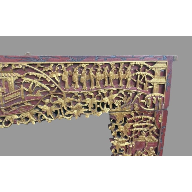 Antique Carved & Gilt Decorated Wooden Oriental Doorway Panel Valence 19th Century For Sale - Image 9 of 11