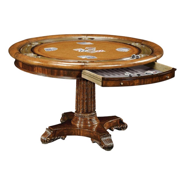 Mahogany Round Poker Table For Sale