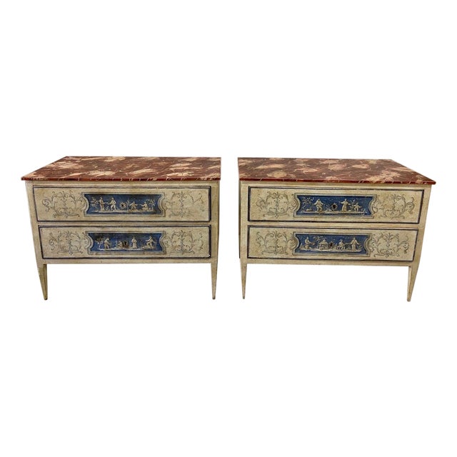 Venetian Painted Neoclassical Commodes- A Pair For Sale