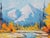 Original oil landscape by Sean Wu, Autumn colors in the mountains; the stream flows quietly in the sunlight.