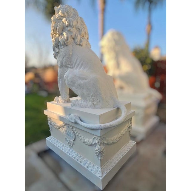 Mid-Century Modern 1960s Monumental Lions Statues-a Pair For Sale - Image 3 of 17