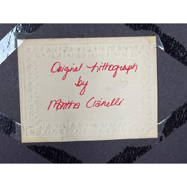 A signed abstract work by Martha Cianelli, composed of bold black shapes, smoky gray textures, and generous expanses of...