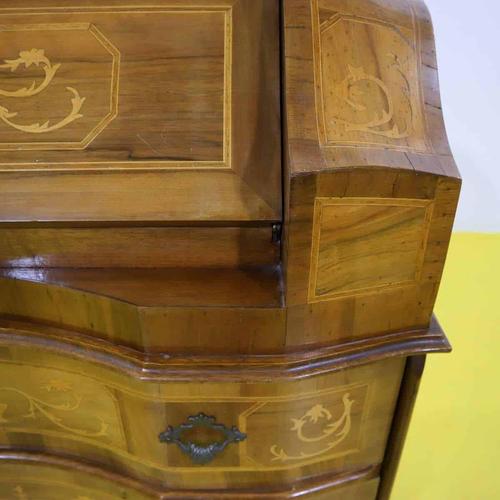 2000 - 2009 Louis XV Style Inlaid Secretaire with Curved Front For Sale - Image 5 of 18