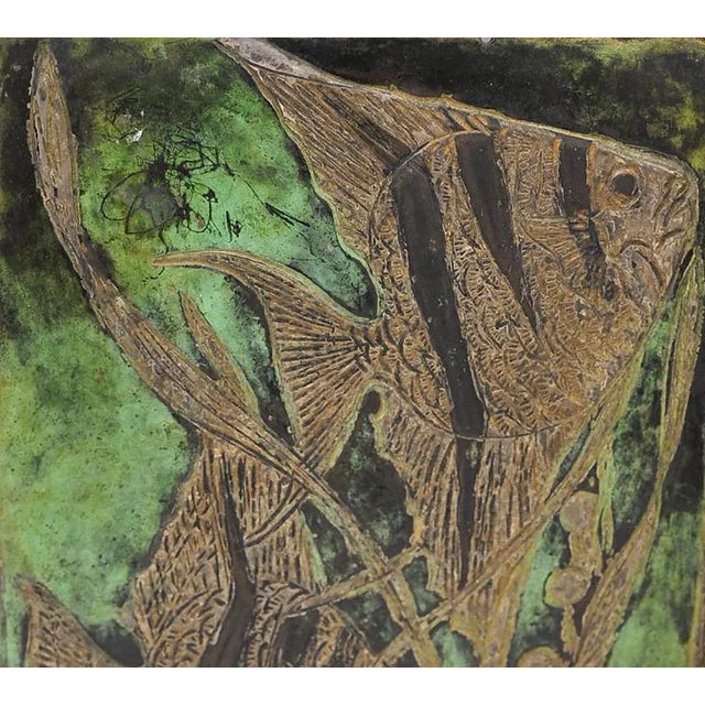 Loys Lucha French 1880 -1951 Table Gong circa 1920-25. It is bronze and glass. Signed. Dimensions are 9 x 8.5 in. A...