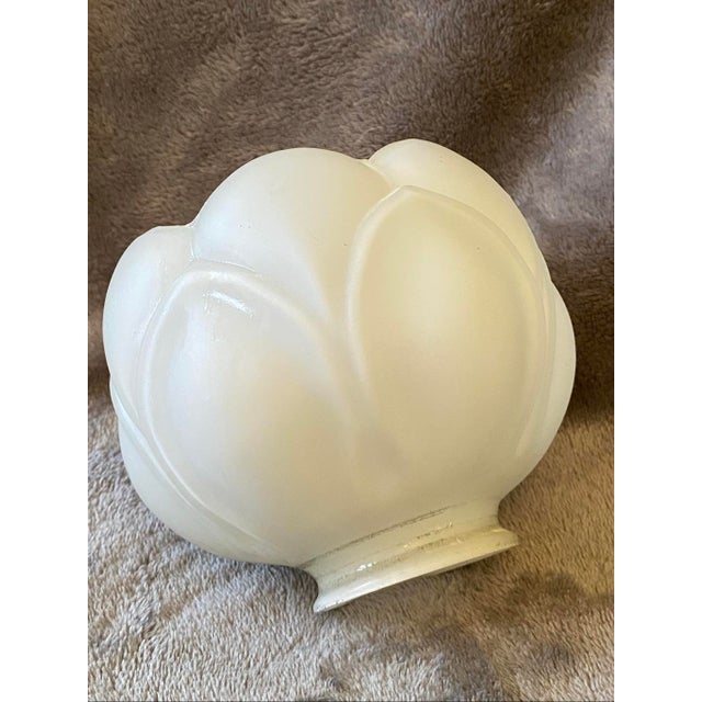 White Vintage Embossed Tulip Petal Design Milk Glass Shade For Sale - Image 8 of 8