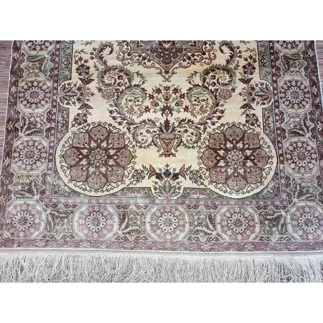1970s Handmade Vintage Turkish Kayseri Rug 4.3' X 6.7' For Sale - Image 9 of 12