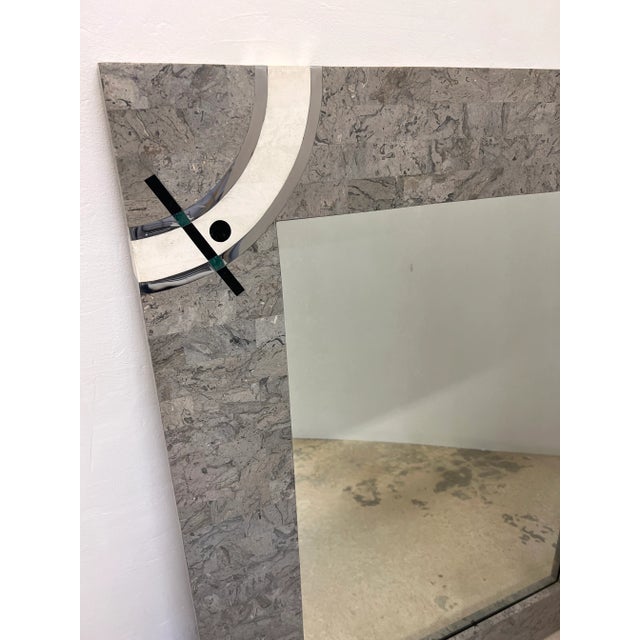 Contemporary Tessellated Stone and Chrome Inlay Mirror by Oggetti For Sale In Miami - Image 6 of 12