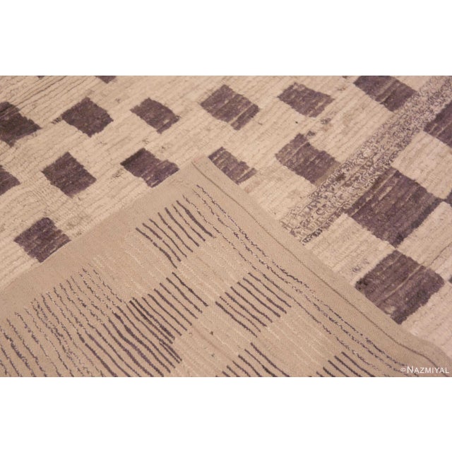 2020s Ivory Cream And Light Brown Tribal Geometric Modern Checkerboard Pattern Rug For Sale - Image 5 of 5