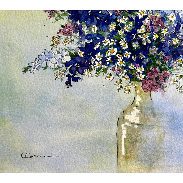 Watercolor Ink and Wash Painting Larkspur Giclee Print For Sale - Image 6 of 10