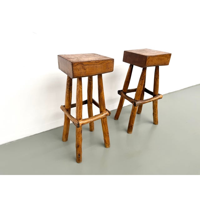 Brutalist Bar Stools, France, 1950s, Set of 2 For Sale - Image 12 of 18