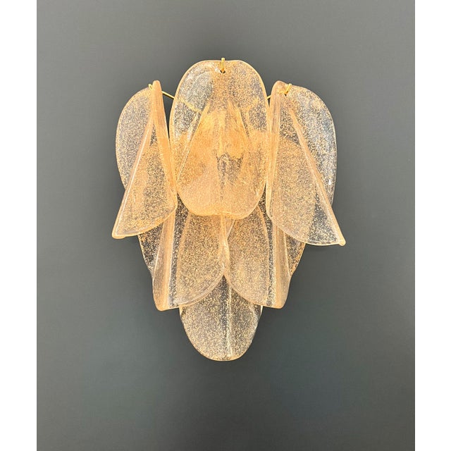 Vintage Gold Murano Glass Petal Wall Sconces from Rondini, 1990s, Set of 2 For Sale - Image 13 of 16