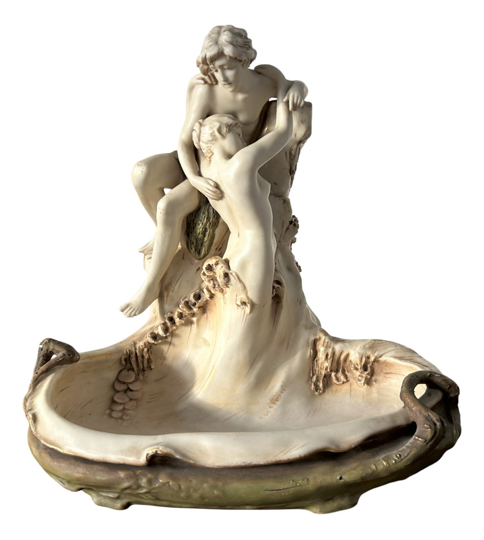Art Nouveau The Lovers Porcelain Sculpture Group fromRoyal Dux