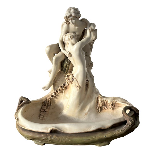Art Nouveau The Lovers Porcelain Sculpture Group fromRoyal Dux Bohemia, 1910-1920s For Sale