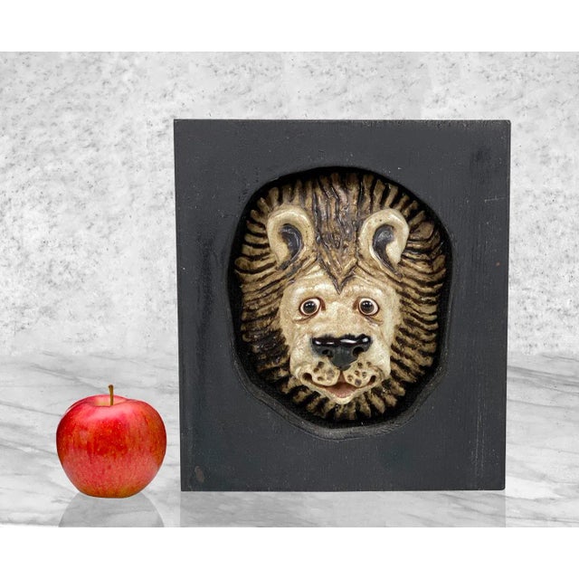 Vintage Boho Pottery Figural Lion Sculptural Wall Hanging Plaque, c. Mid 20th Century - Pairs Nicely with Many Eclectic...