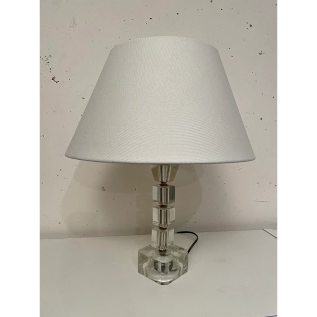 Glass and Metal Table Lamp in the style of Adnet, 1970 For Sale - Image 8 of 8