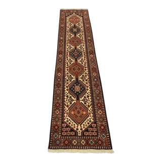 Yalameh Runner 2’1” X 9’3” Ivory Wool Vintage Tribal Hand-Knotted Rug For Sale