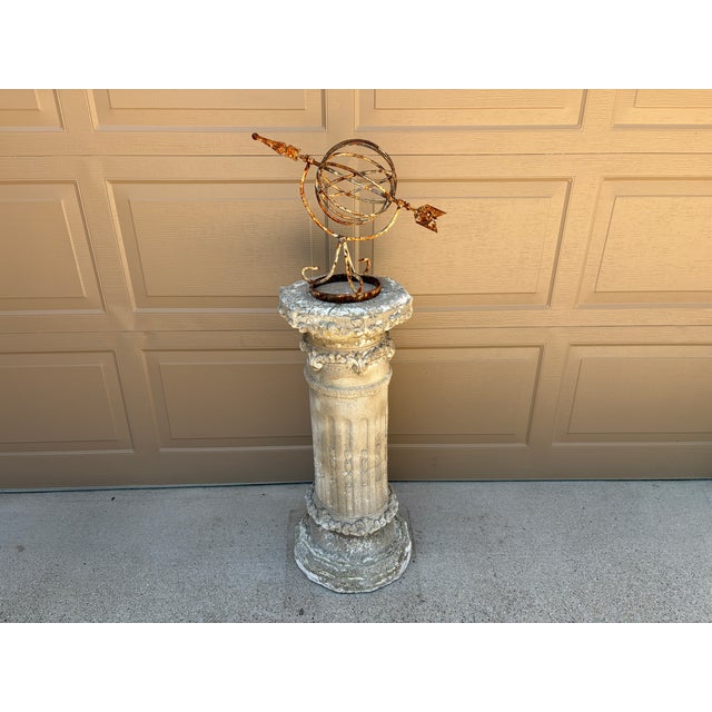 Weathered Neoclassical Cast-Concrete Garden Column Pedestal For Sale - Image 11 of 11