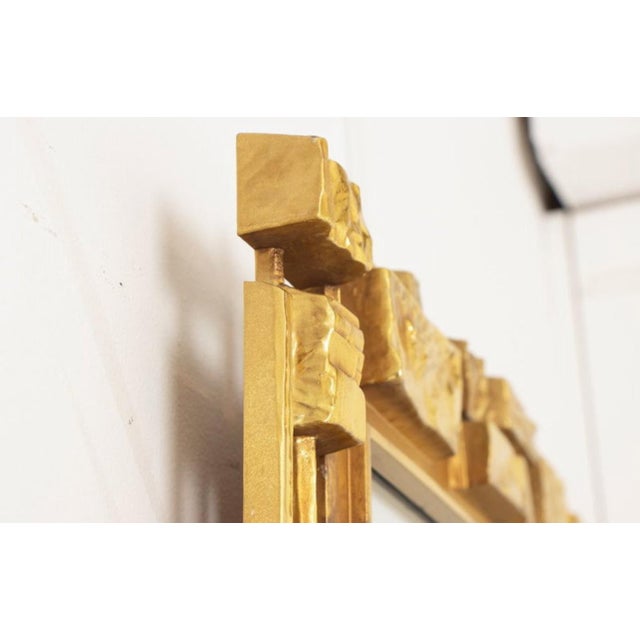 Mid-Century Modern Mid-Century Brutalist Gold Leaf Gilt Mirror from Syrocco, New York, 1970 For Sale - Image 3 of 9