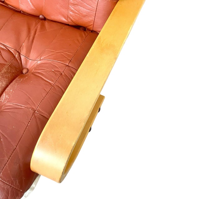 Mid-Century Style Tufted Upholstery and Bentwood Swivel Lounge Chair For Sale - Image 10 of 17