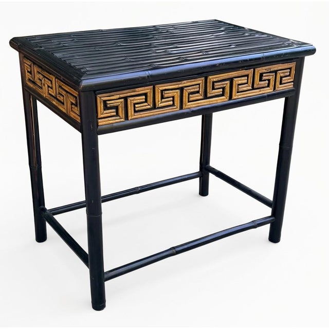 Chinoiserie Chinoiserie Ebonized Bamboo Accent Table For Sale - Image 3 of 9