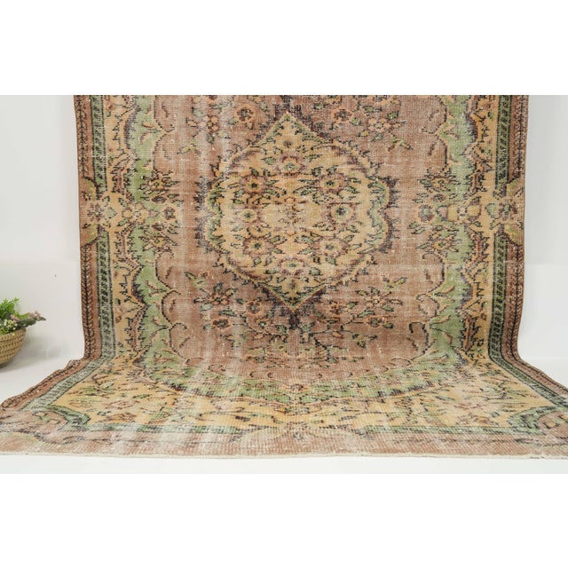 Brown 1970s Vintage Turkish Handmade Wool Cotton Brown Area Rug For Sale - Image 8 of 13