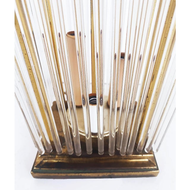Vintage Brass and Glass Rod Table Lamps, Gaetano Sciolari Lightolier Attributed Pair For Sale In Miami - Image 6 of 7