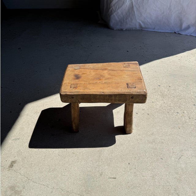 Small Wabi-Sabi Style Oval Teak Occasional Stool, 1980s For Sale - Image 4 of 12
