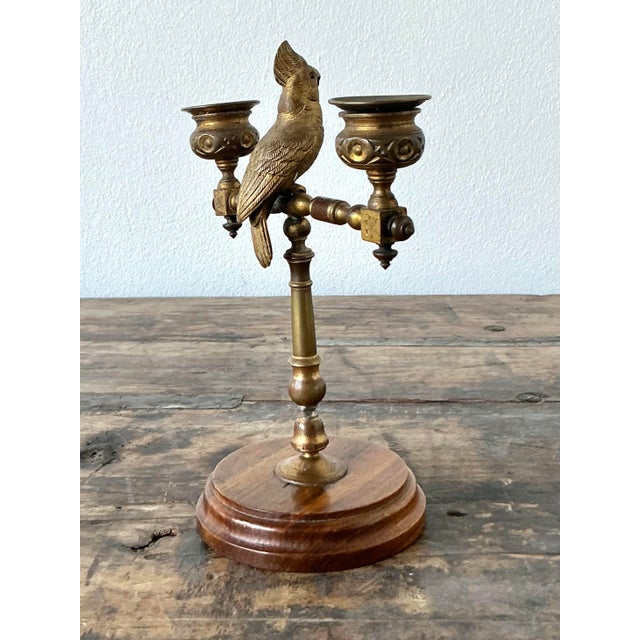 Victorian Vintage Boho Gilt Candlestick For Sale - Image 3 of 12