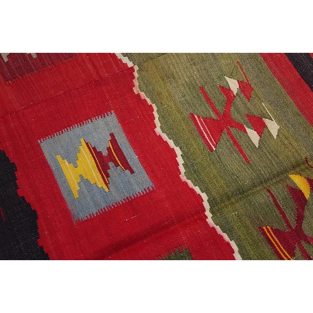 1890s Red Tree of Life Antique European Besserabian Kilim Rug 6'6" X 12'4" Flatweave Wool Carpet For Sale In New York - Image 6 of 9