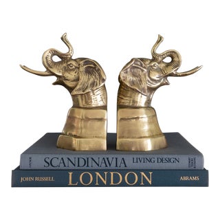 Large Brass Elephant Bookends | Set of Two For Sale