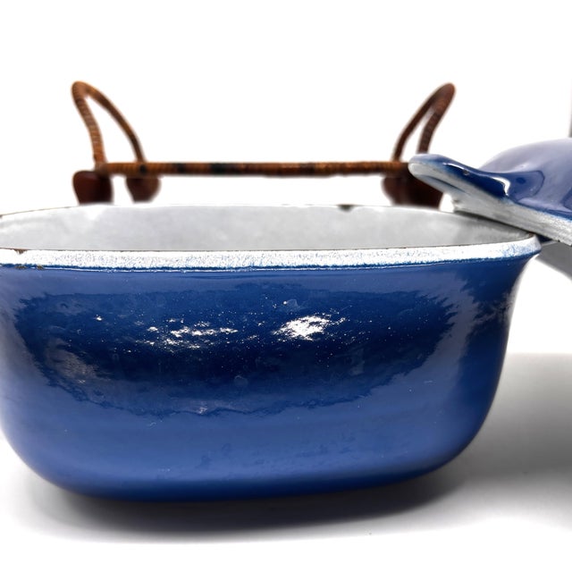 Blue Jens Quistgaard Anker-Line Enameled Cast Iron Casserole With Original Stand, Denmark, 1954 For Sale - Image 8 of 10