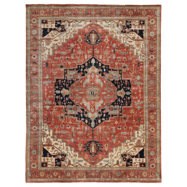 Textile Exquisite Rugs Fine Serapi Hand knotted Wool Red/Multi Rug-8'x10' For Sale - Image 7 of 7