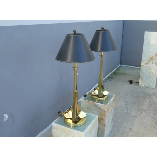 Hart Associates 1970s Hart Associates Upside Down Brass Palm Tree Lamps - a Pair For Sale - Image 4 of 13