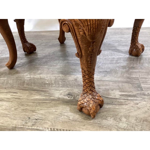 Mid-Century Weiman Furniture Carved Mahogany Georgian Style Figural Lounge Chairs - A Pair For Sale - Image 11 of 12