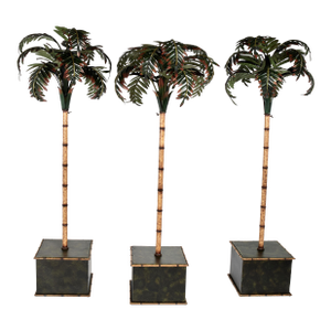 Group of Three Vintage Italian Tole Palm Tree Sculptures
