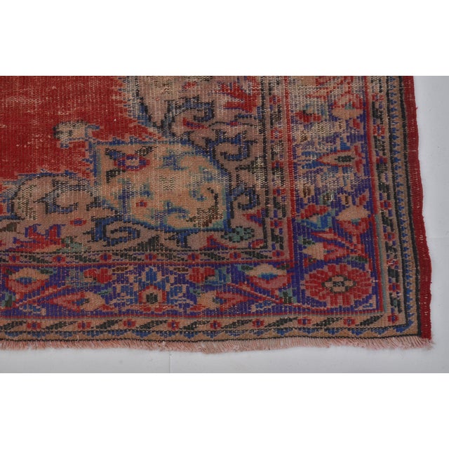 Red Vintage Red Oushak Area Carpet For Sale - Image 8 of 10