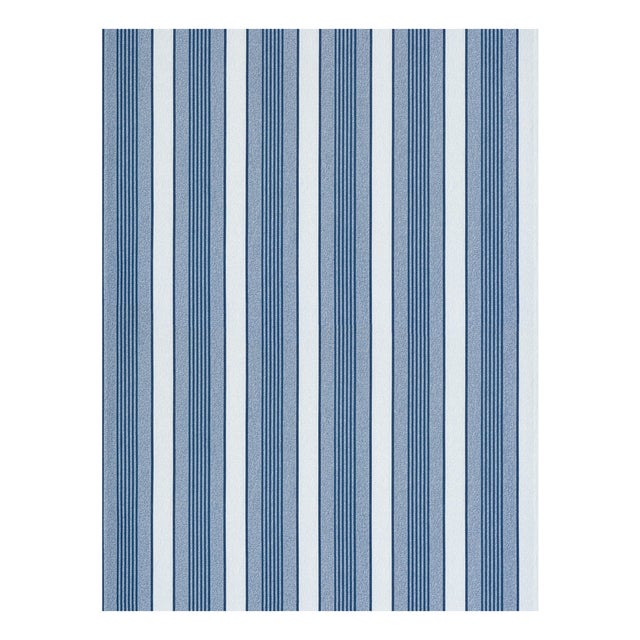 The House of Scalamandré Arlo Stripe Wallpaper, Cobalt For Sale