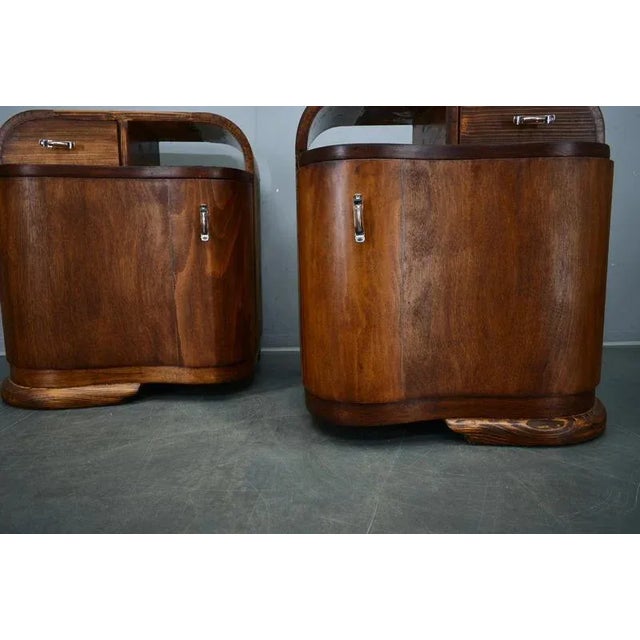 Brown Art Deco Bedside Tables, Czechoslovakia, 1939s, Set of 2 For Sale - Image 8 of 18