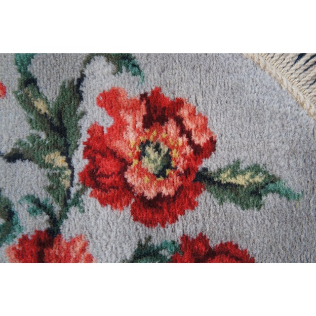 Late 20th Century Karastan Decorette Poppy Moderne Floral Oval Area Rug Mat 45" For Sale - Image 5 of 12