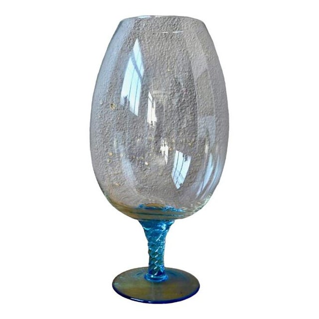 2-Tone Blue & Clear Glass Cup from Empoli, 1970s For Sale - Image 6 of 6