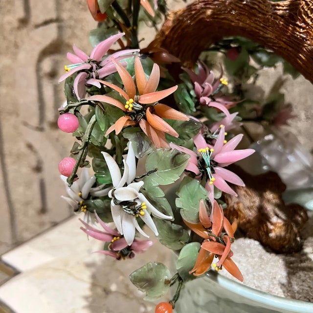 Mid 20th Century Carved Multi Stone Jade Bonsai Tree For Sale - Image 4 of 17