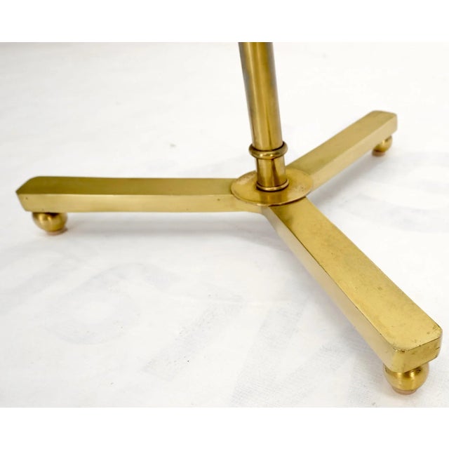 Round Tripod Base Brass Plated Ring Style Handle Faux Bamboo Butler Side Table For Sale - Image 12 of 13